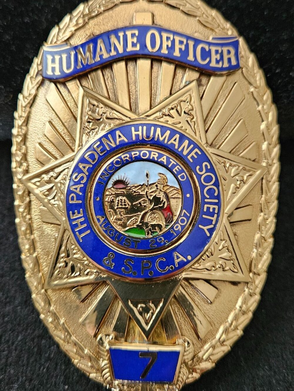 CALIFORNIA - Pasadena Humane Society (S.P.C.A.) - Humane Officer - Badge #7